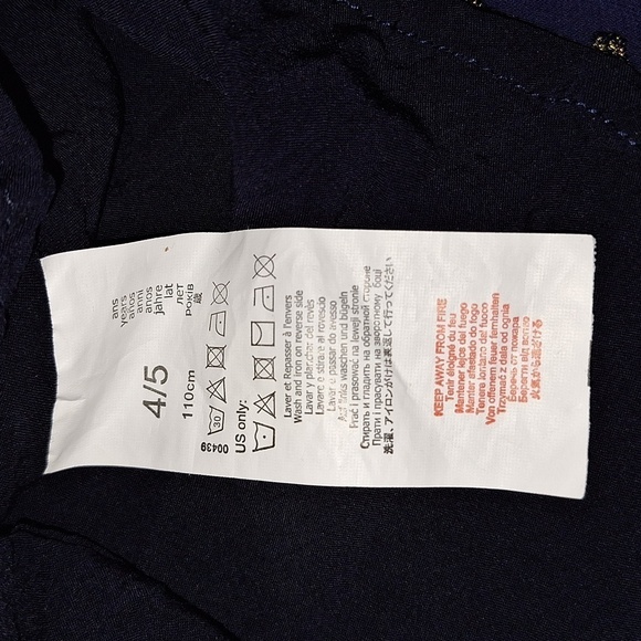 NWOT 3Pommes Girls Navy Robe A Manches Short Sleeve Dress - Picture 12 of 15